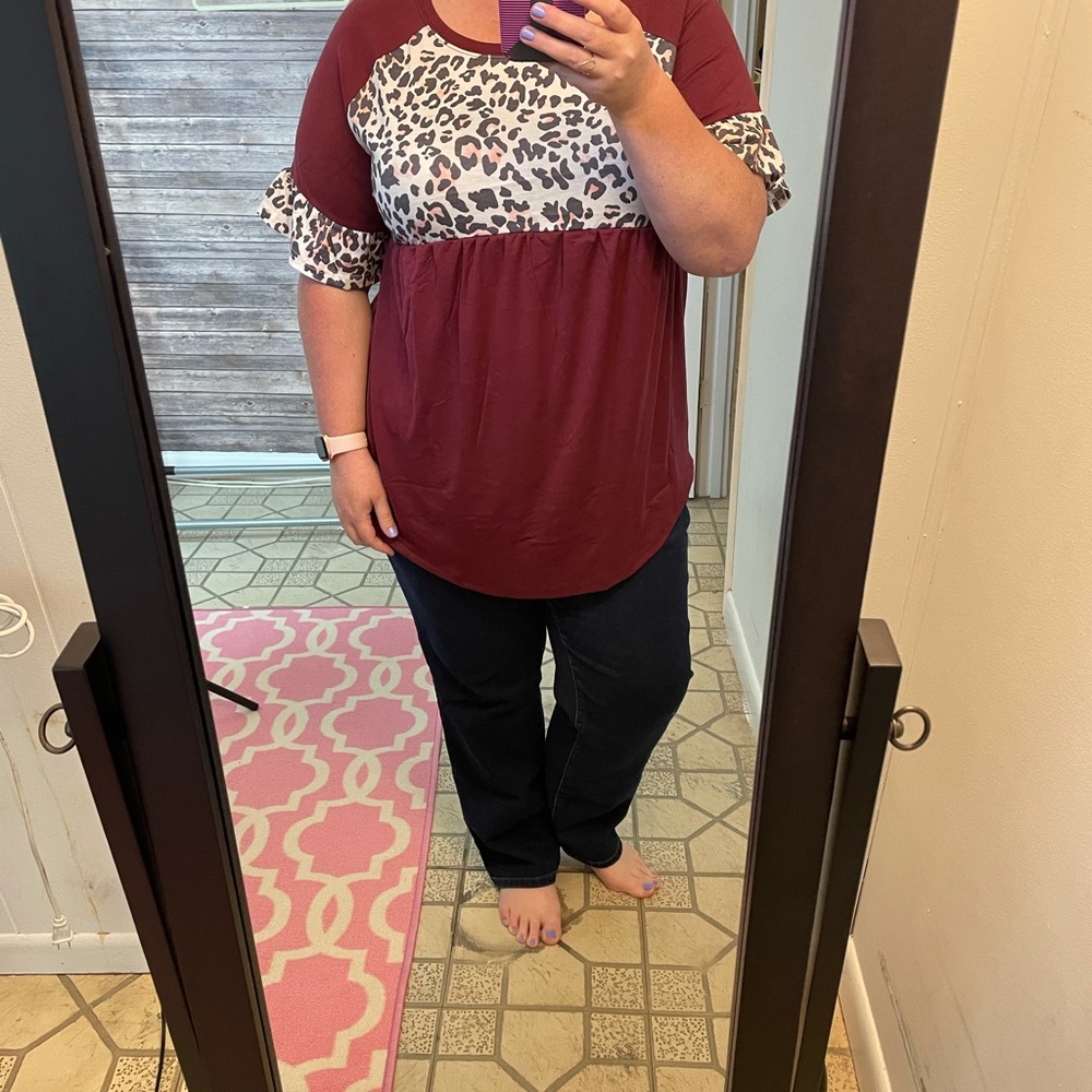 Burgundy Babydoll Tee - Picture 7 of 7